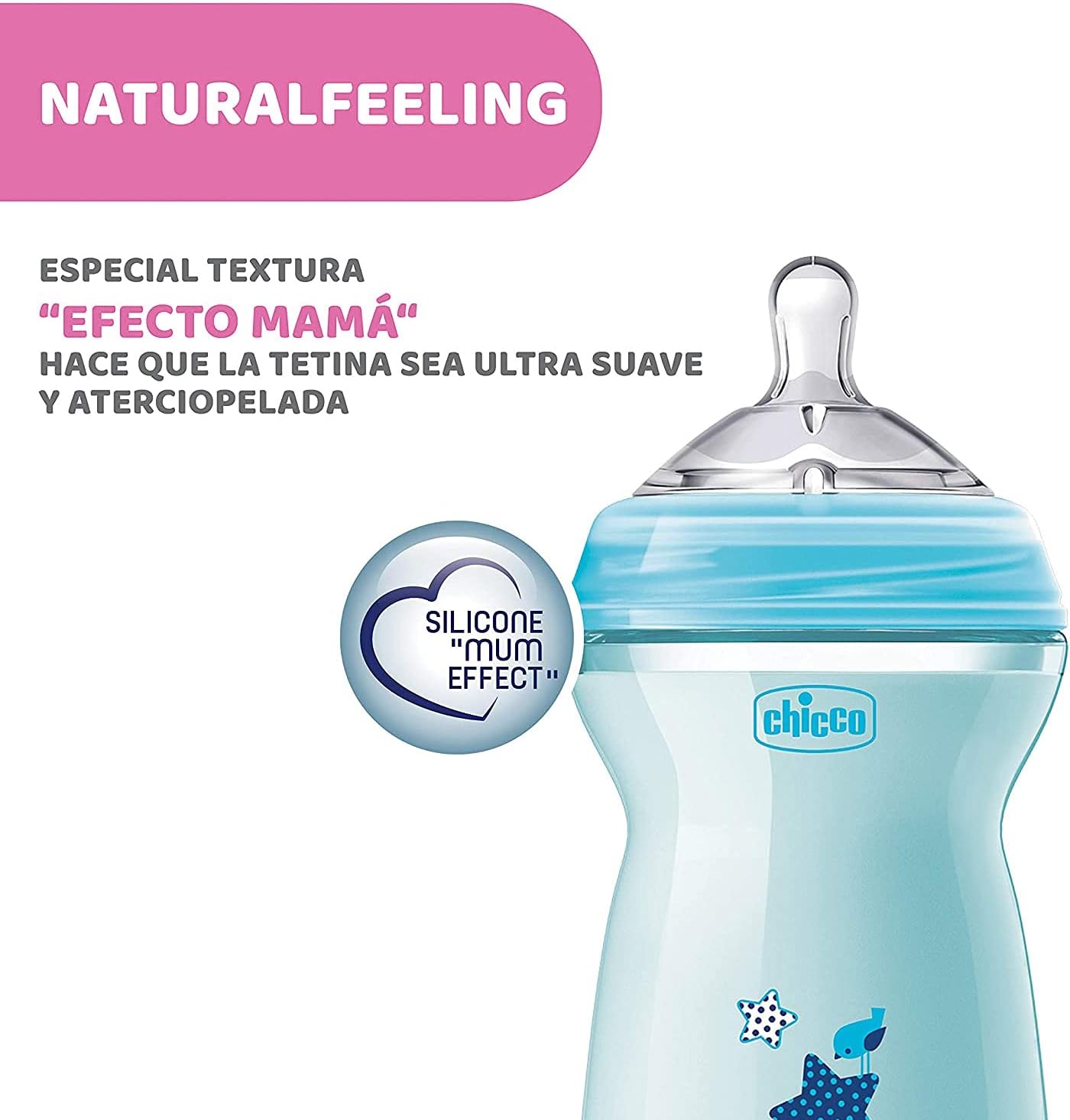 Chicco Natural Feeling Bottle 330ml Fast Flow 6M+ - Blue