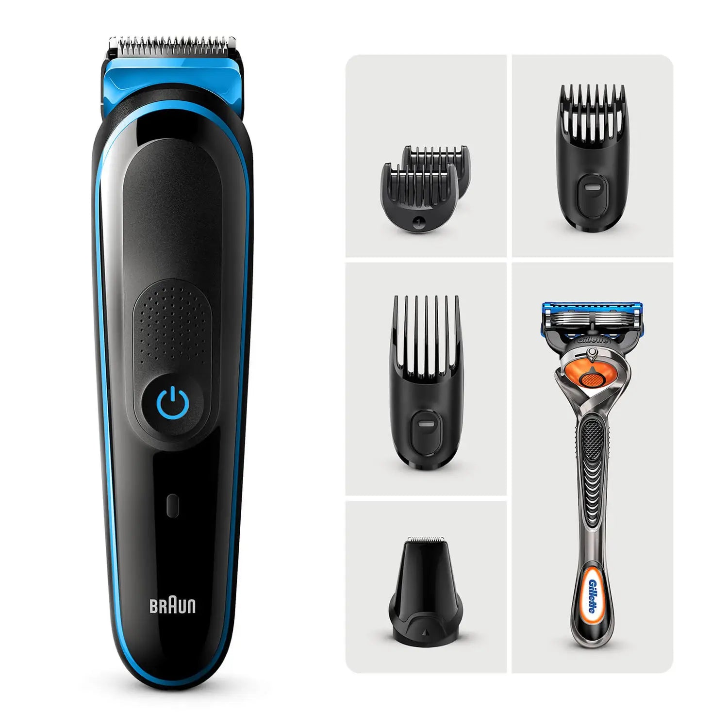 Braun Hair Clippers 7-in-1 Men's Grooming Kit with Gillette ProGlide Razor - black