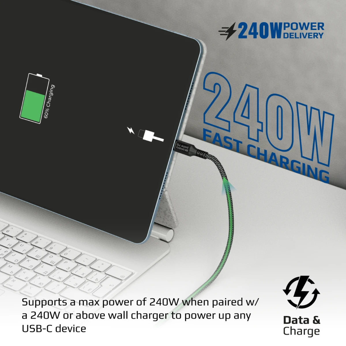 Promate PowerBolt240-2M 240W USB-C Thunderbolt Cable