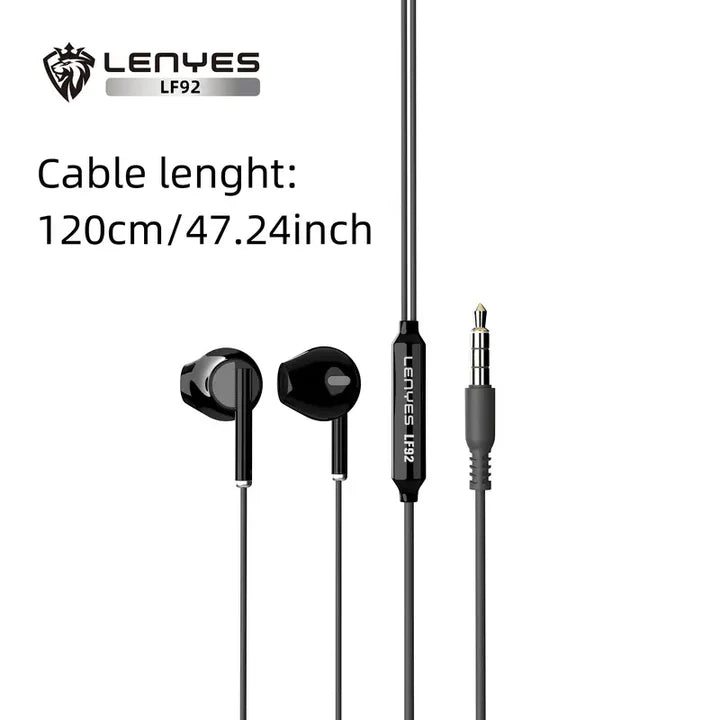 Lenyes LF92 Wired Earphones – Stereo Sound & Comfort