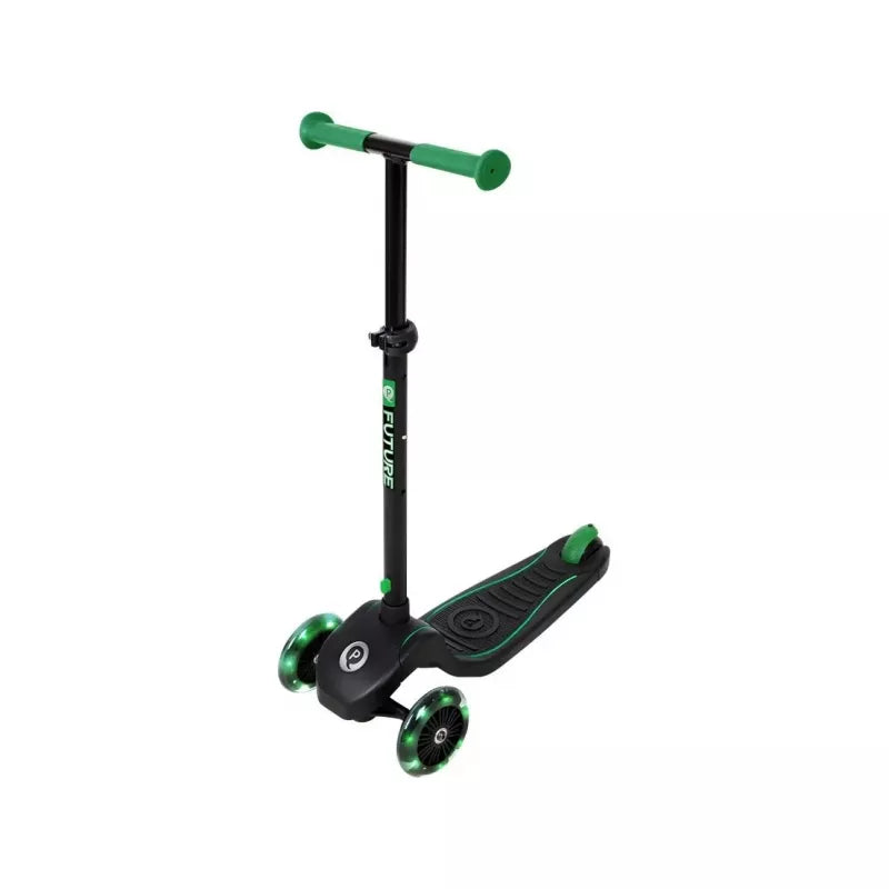 QPlay Future Kids Scooter – Green, 3-Wheel Light-Up Ride