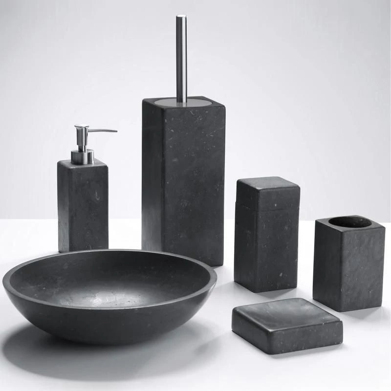 Aquanova Hammam Toilet Brush – Natural Stone & Stainless Steel – Dark Gray