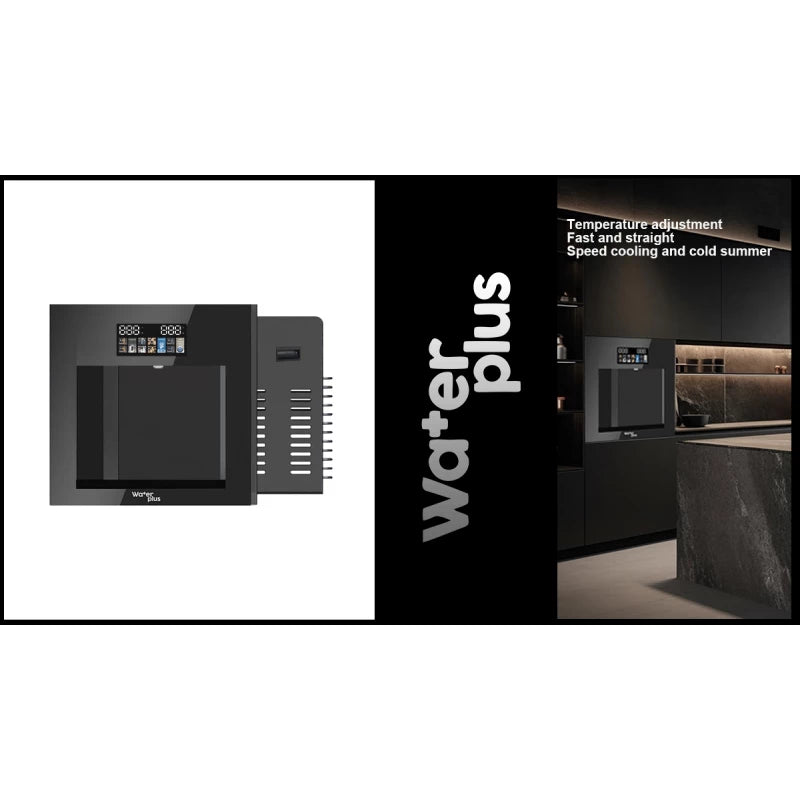 WaterPlus Built-in Digital Water Cooler with Black Glass Panel & Full Temperature Control – B2024-D