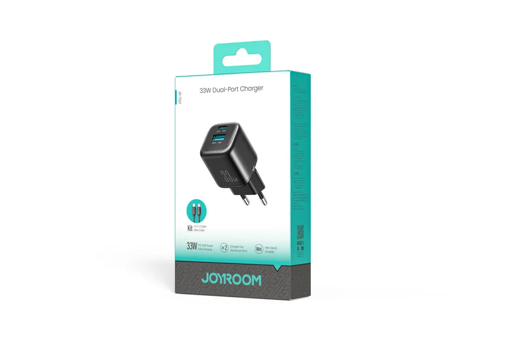 Joyroom JR-TG7 33W Dual Port Fast Charger with USB-C Cable - Black