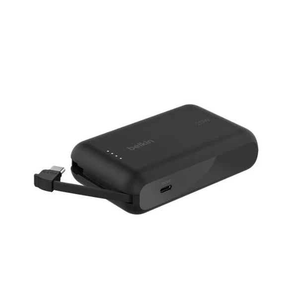 Belkin Power Bank 10K with Integrated USB-C Cable - Lightweight Fast Charging