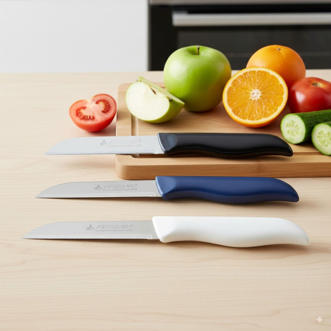 Arshia 6-Piece Fruit Knife Set – 88mm Stainless Steel Blades for Precise Peeling & Slicing
