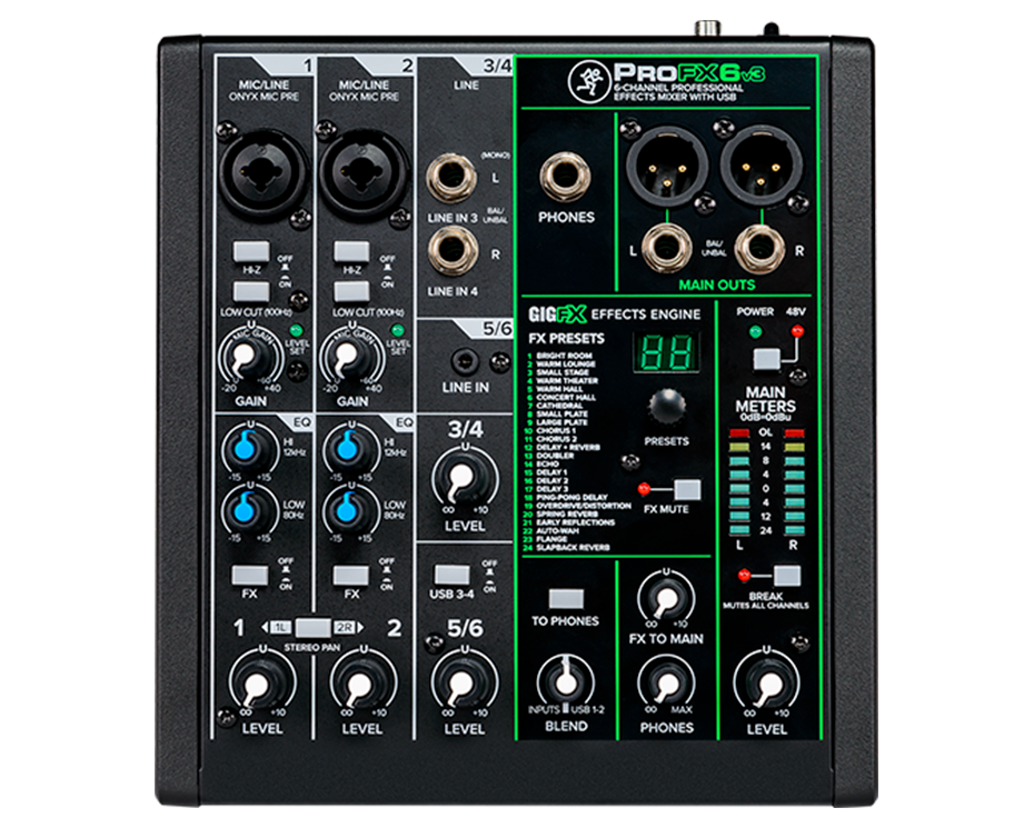 Mackie ProFX6v3 Compact 6-Channel USB Mixer with FX