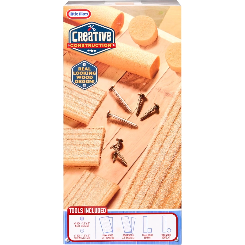 Little Tikes Creative Construction Wood, Nails & Screw Bundle – Kids Building Set