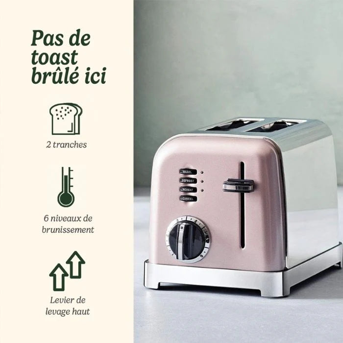 CUISINART 2 Slice Toaster 900W CPT160PIE - Pink Stainless Steel