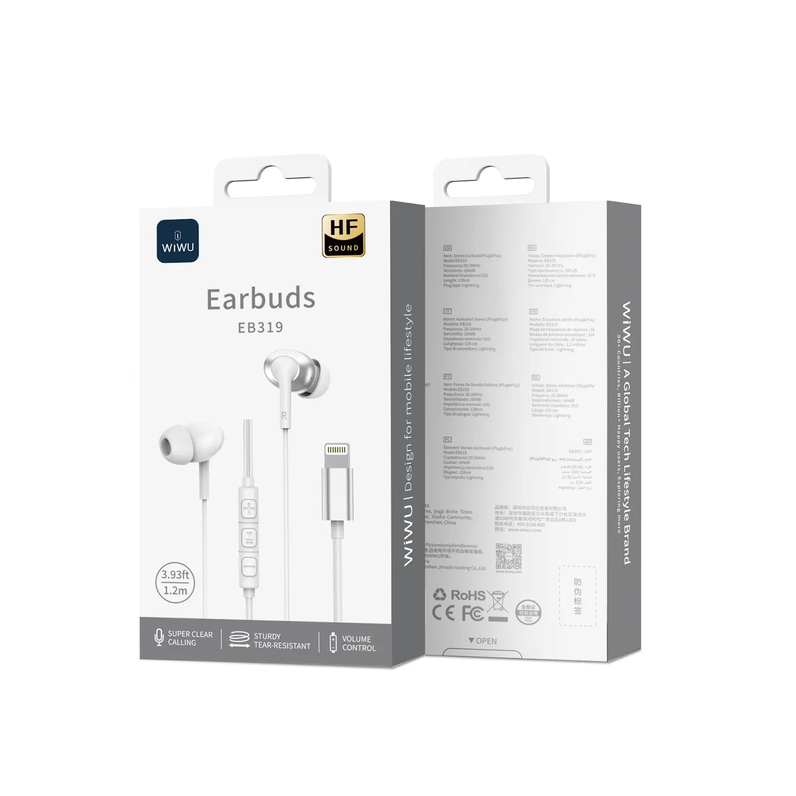Wiwu EB319 Lightning Earbuds | Stereo Sound & HD Mic