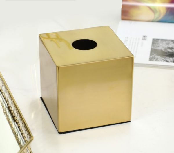 ARMN Carrera Square Tissue Box - Gold Elegant