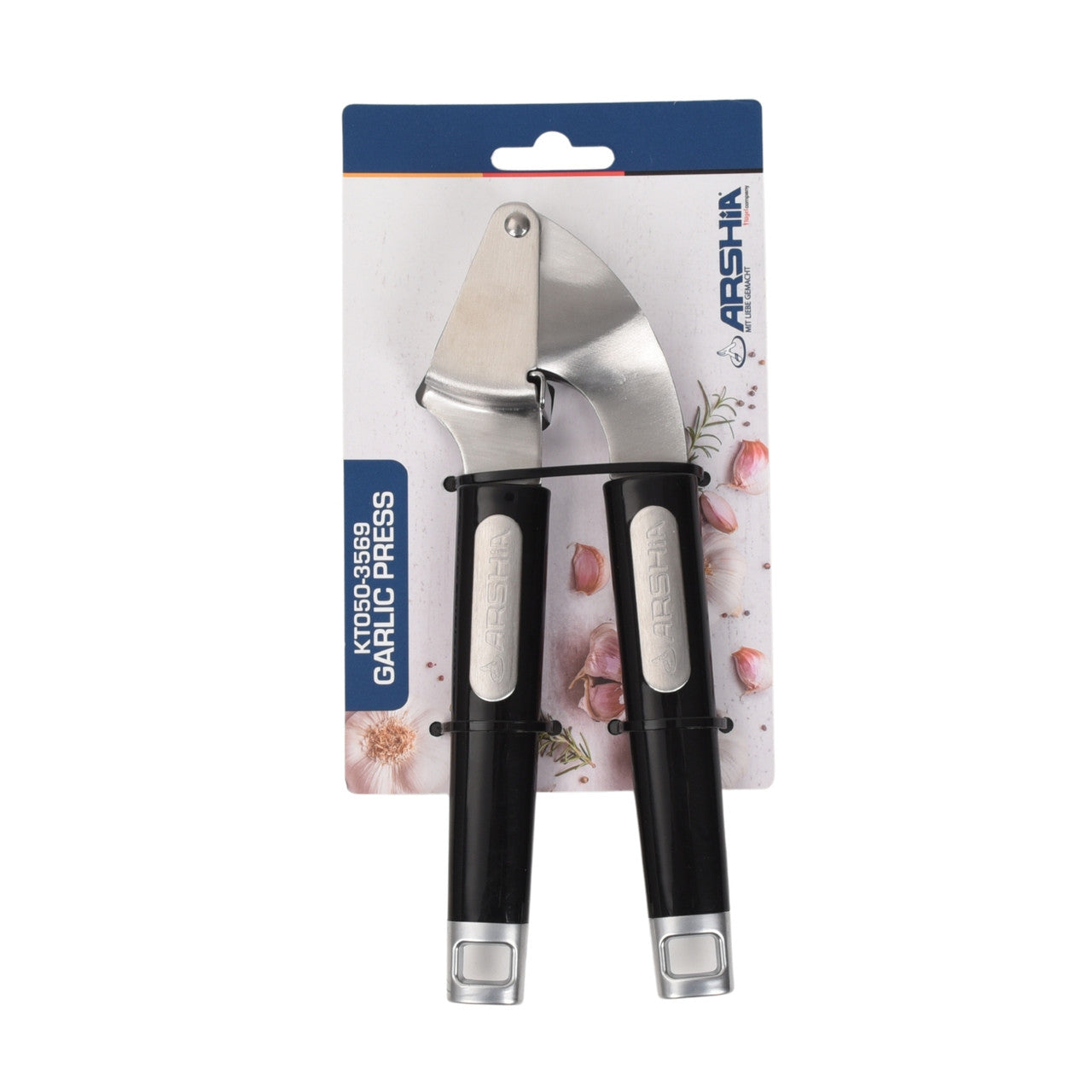 Arshia Garlic Press – 18/0 Stainless Steel & ABS Body with Chrome Finish for Easy Garlic Crushing