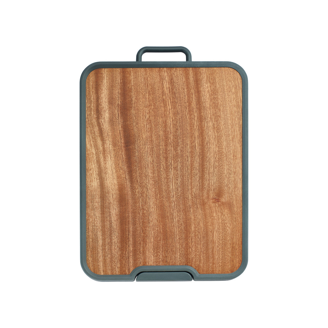 Arshia Dual-Sided Cutting Board – Stainless Steel & Natural Ebony Wood with Ergonomic Handle