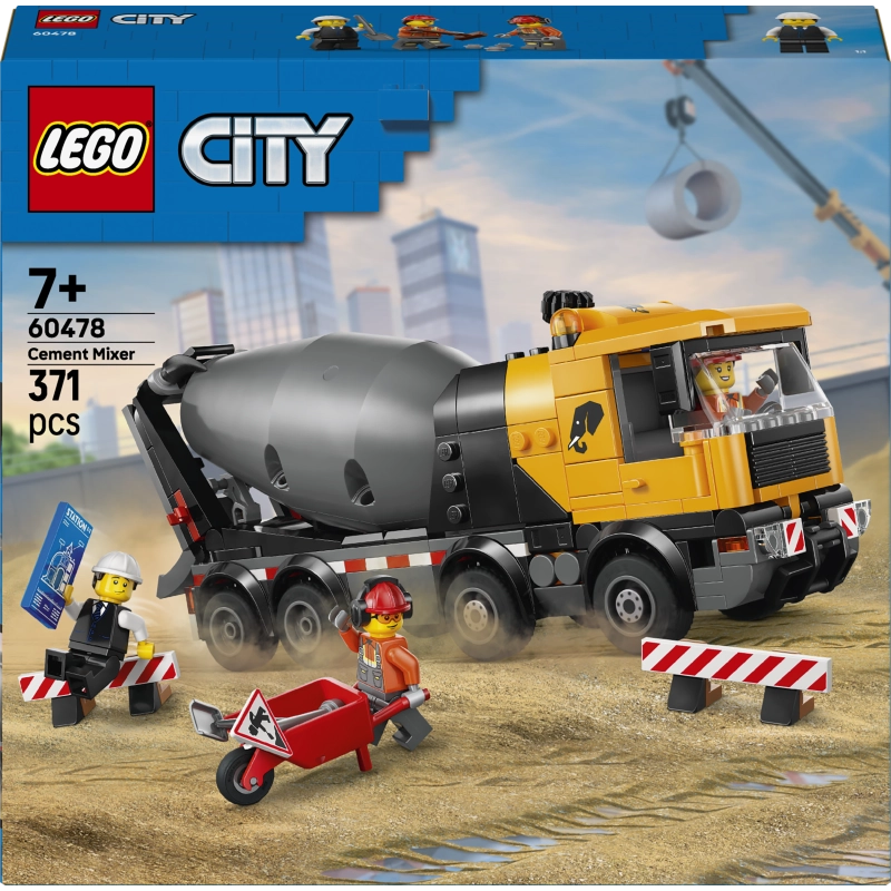 LEGO City Cement Mixer Truck – 371 Pieces | Set 60478