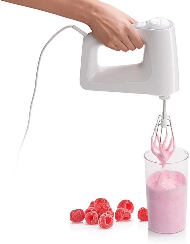 Braun MultiMix 3 Hand Mixer 500W 5 Speeds & Turbo with Whisks & Dough Hooks – White (HM3137WH)