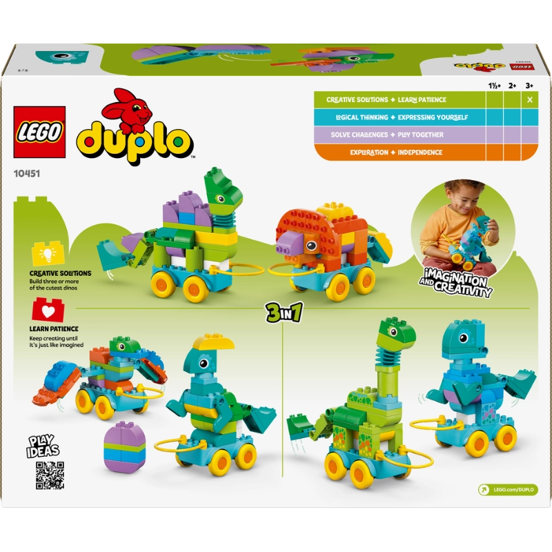 LEGO DUPLO 3 in 1 Dinosaurs on Wheels – 108 Pieces | Set 10451