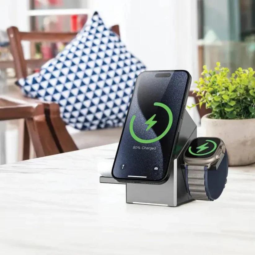 Green Lion 3-in-1 Wireless Charger – Power Trio, Gray
