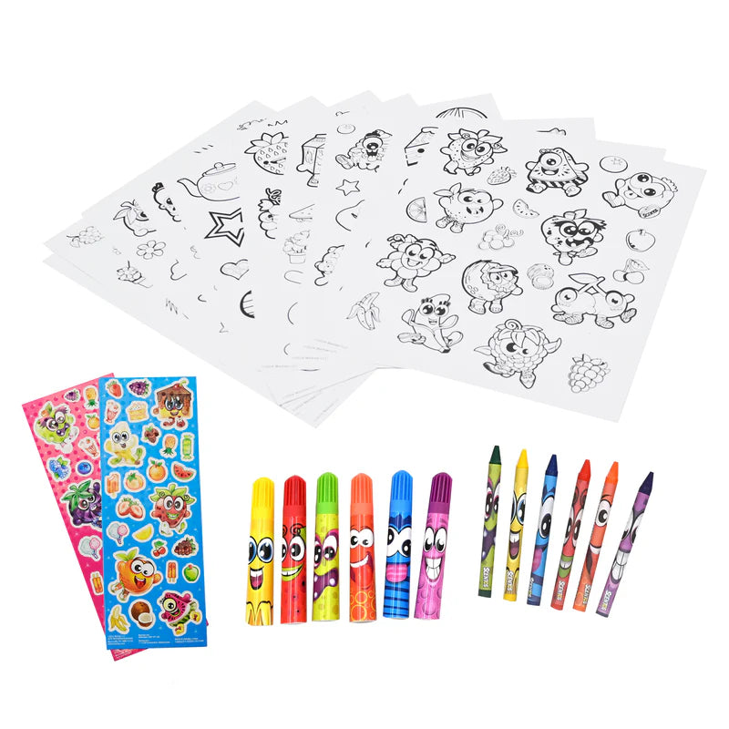 Scentos On The Go Activity Set - Colour-In Stickers with Scented Markers & Crayons
