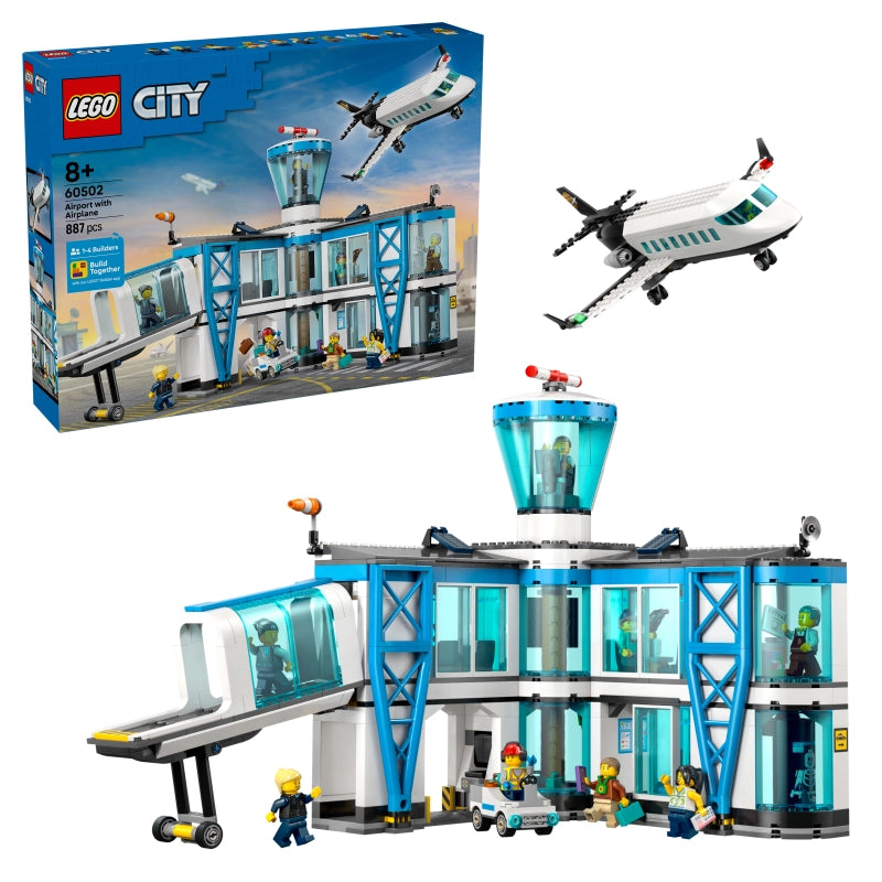 LEGO City Airport with Airplane – 887 Pieces | Set 60502