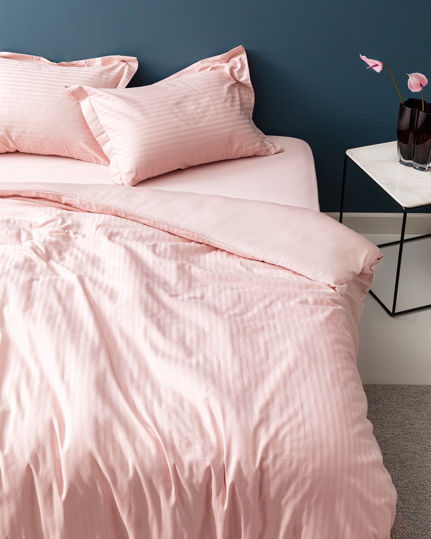 Elicia King Size Striped Satin Duvet Cover Set - Madame Coco JO