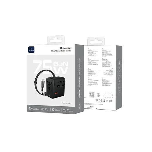 WiWU 75W Universal Plug Adapter Cable Combo Wi-UA015