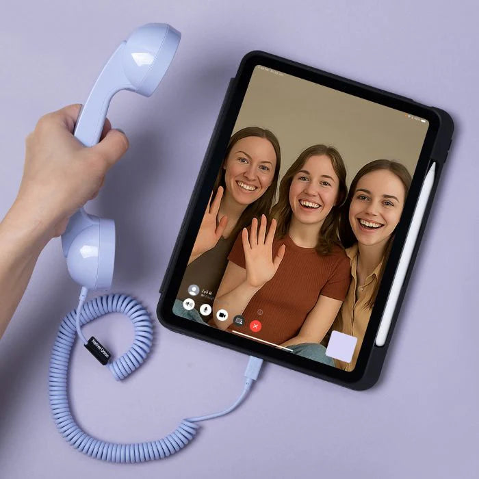 Native Union Pop Phone Alarm Retro Handset USB-C – NU-POP-P-AZR | Plug & Talk for Smartphones, Laptops & Tablets