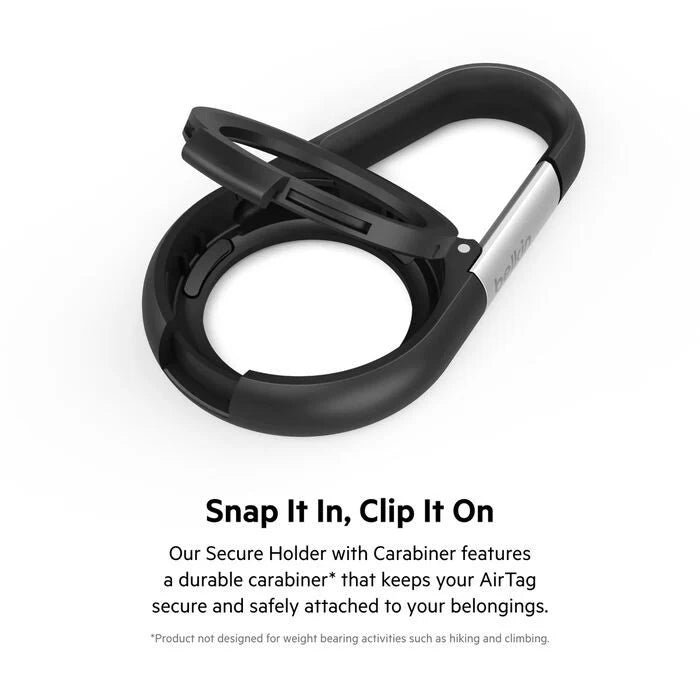 Belkin Secure Holder with Carabiner for AirTag - Snap-and-Lock Design