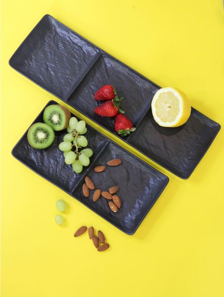 Wilmax SlateStone Rectangular Divided Plate 40×13cm - Black