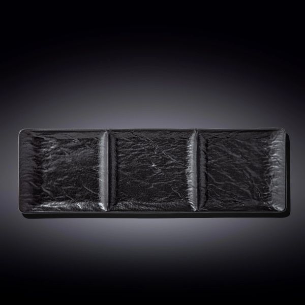 Wilmax SlateStone Rectangular Divided Plate 40×13cm - Black