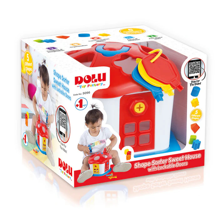 Dolu Shape Sorter Sweet House with Lockable Doors – Educational Toy for Toddlers
