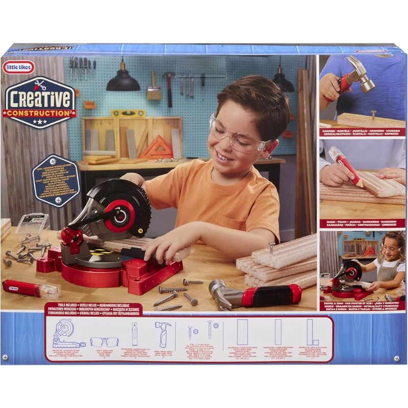 Little Tikes Creative Construction Power Cuts Set – Kids Woodworking Play Set