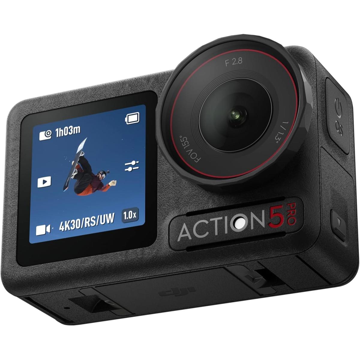 DJI Osmo Action 5 Pro Adventure Combo – 4K Action Camera, 1/1.3" Sensor, 12H Battery, HorizonSteady, Dual OLED + Extension Rod