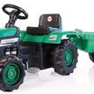 DOLU Pedal Operated Big Green Tractor with Trailer – Kids Ride-On Toy
