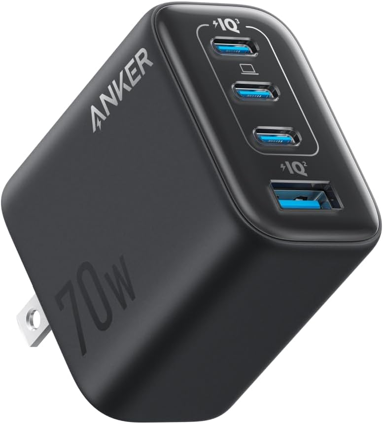 Anker Zolo Charger 70W, 4-Port GaN – 3 USB-C & 1 USB-A, Fast Charge MacBook, iPhone & Samsung (Chinese Version)