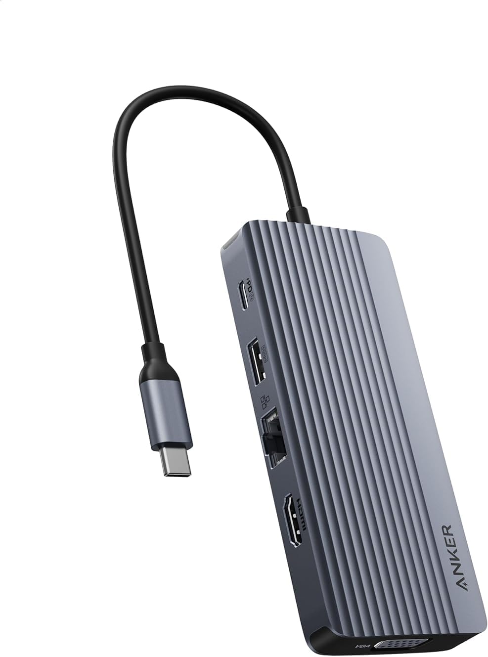 Anker USB-C Hub (10-in-1, Dual Display) – 4K HDMI, VGA, 100W PD, Ethernet, SD/microSD