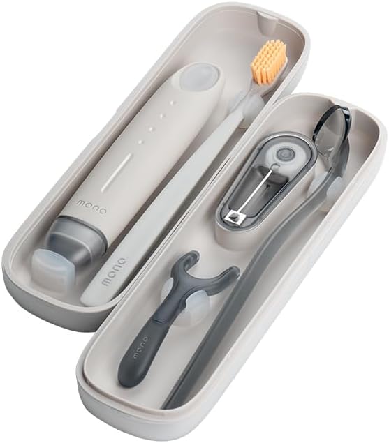 Flipper MONO Oral Care Kit with Portable Toothbrush Travel Case - 4-in-1 Dental Set