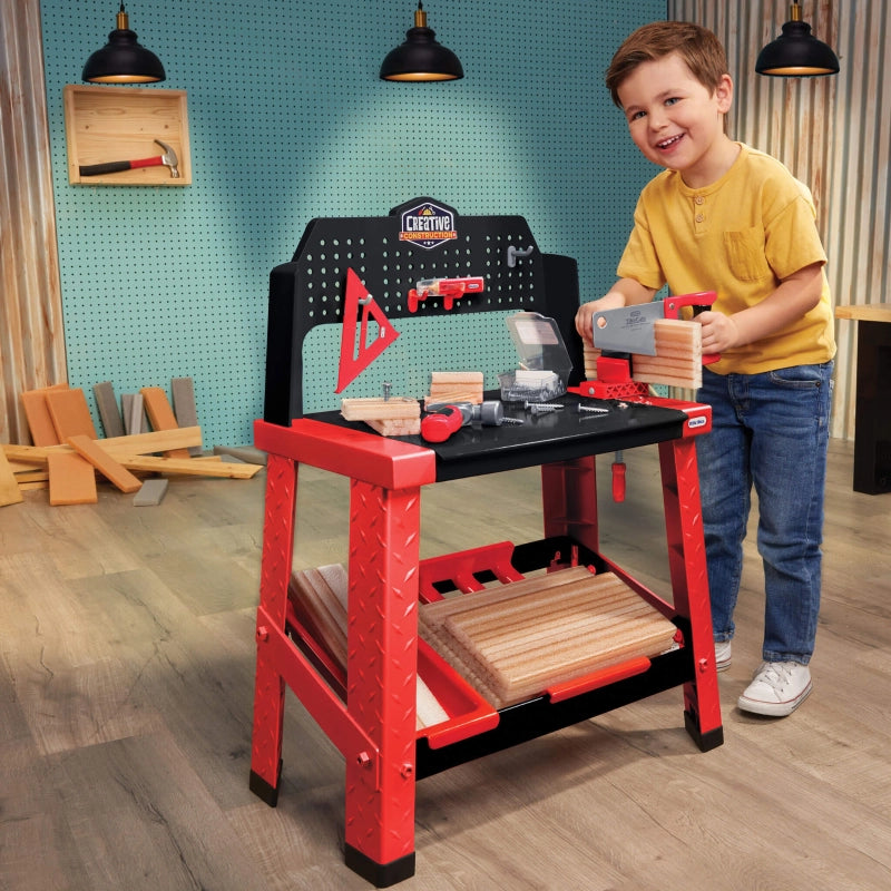 Little Tikes Creative Construction Workbench – Kids Woodworking Play Set