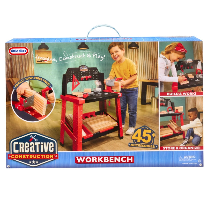 Little Tikes Creative Construction Workbench – Kids Woodworking Play Set