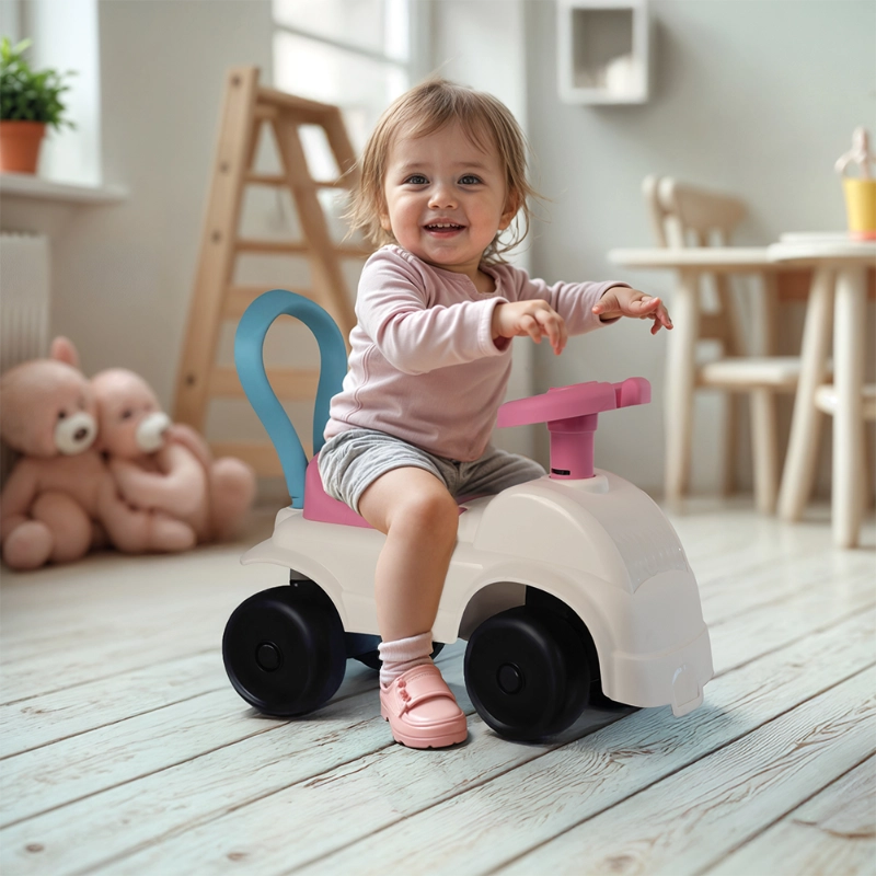 Dolu Foot to Floor Car – White | 2-in-1 Toddler Ride-On & Walker