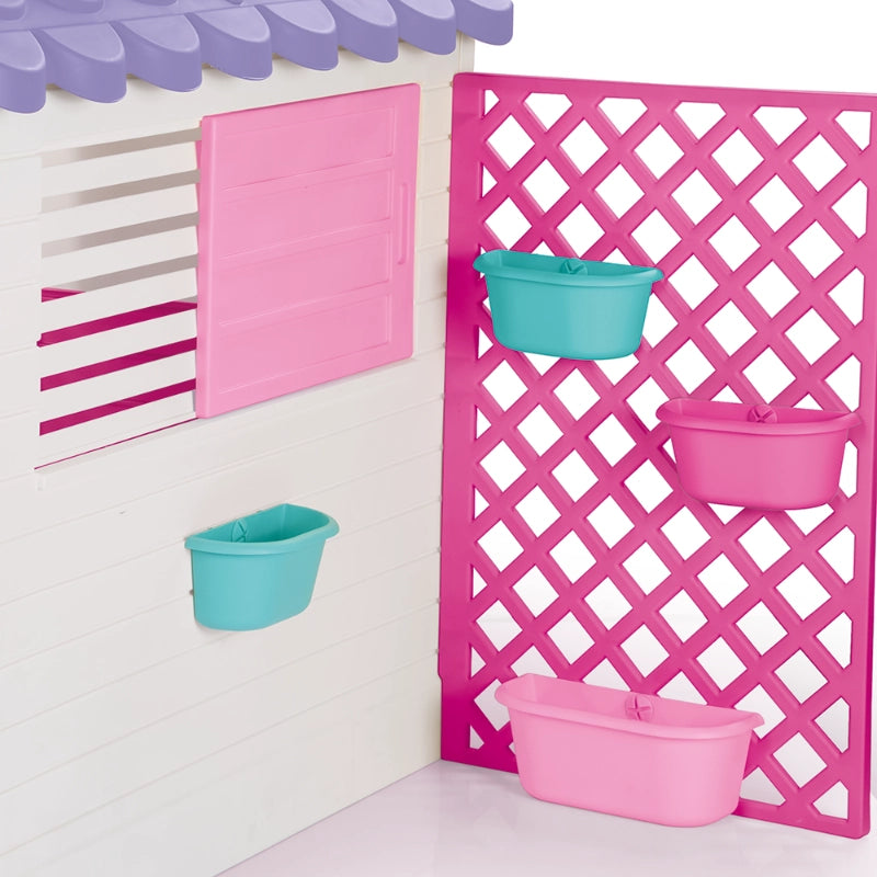 Dolu Garden Playhouse with Fence – Pink | Girls Outdoor Play House