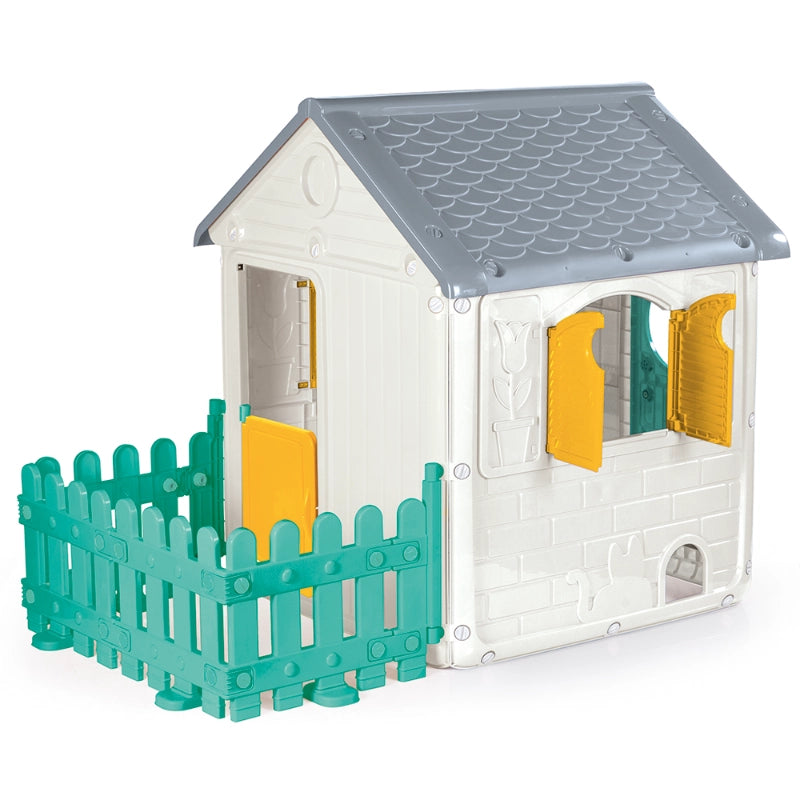 Dolu My First House with Fence – White | Kids Outdoor Playhouse