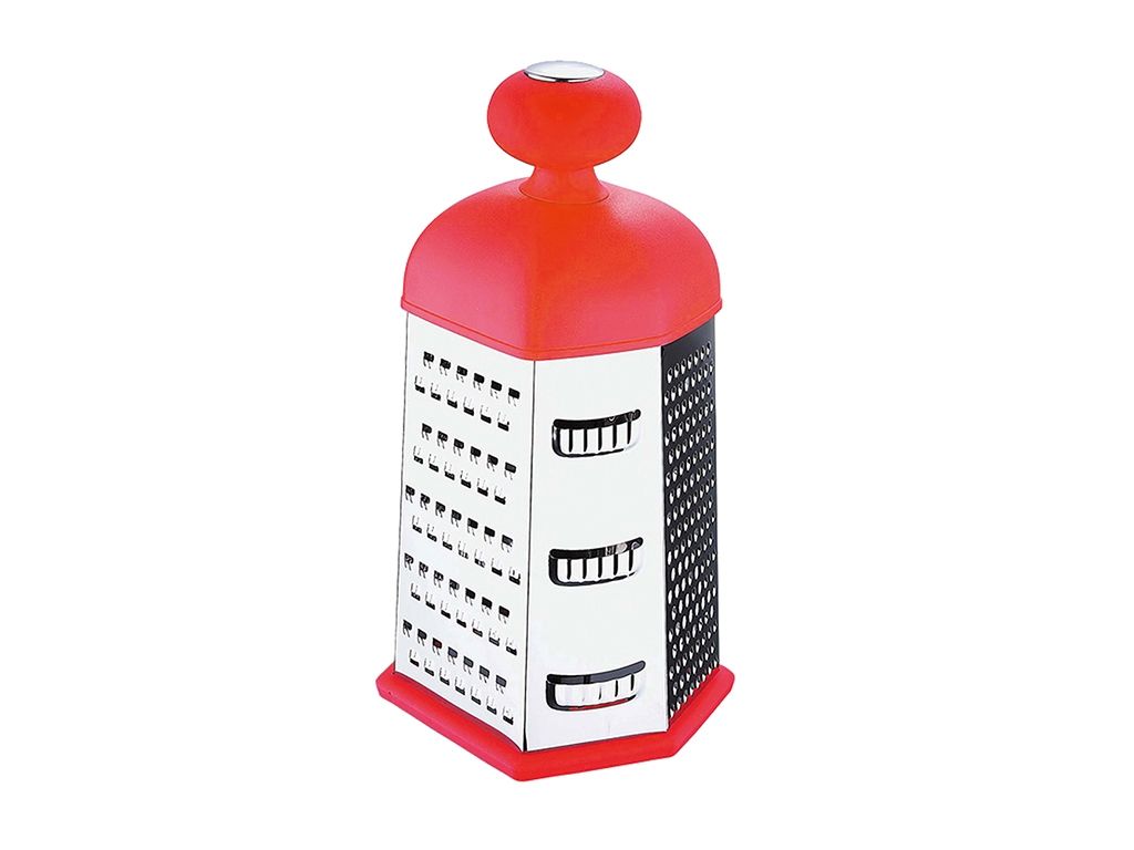 Blaumann 6-Side Grater – Red, Stainless Steel & Soft Handle