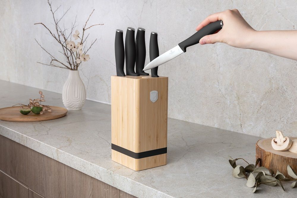 Berlinger Haus 6-Piece Knife & Stand Set – Matte Black