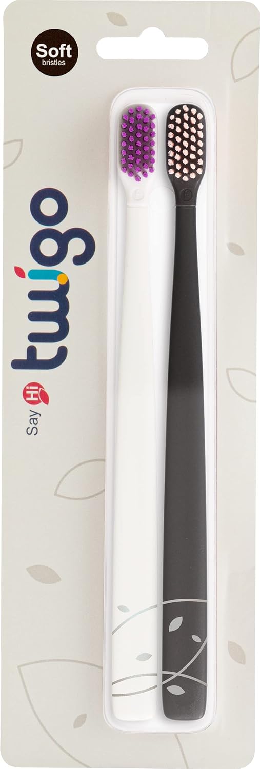 Flipper Twigo Adults 2in1 BPA Free Extra Soft Toothbrush Set - Twin Pack