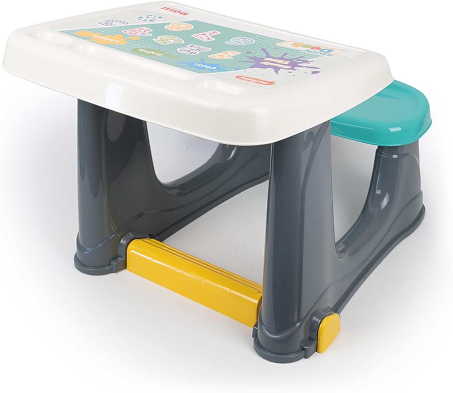 DOLU Kids Study Desk with Seat – Grey | Wooden Children's Learning Table | No Assembly Required
