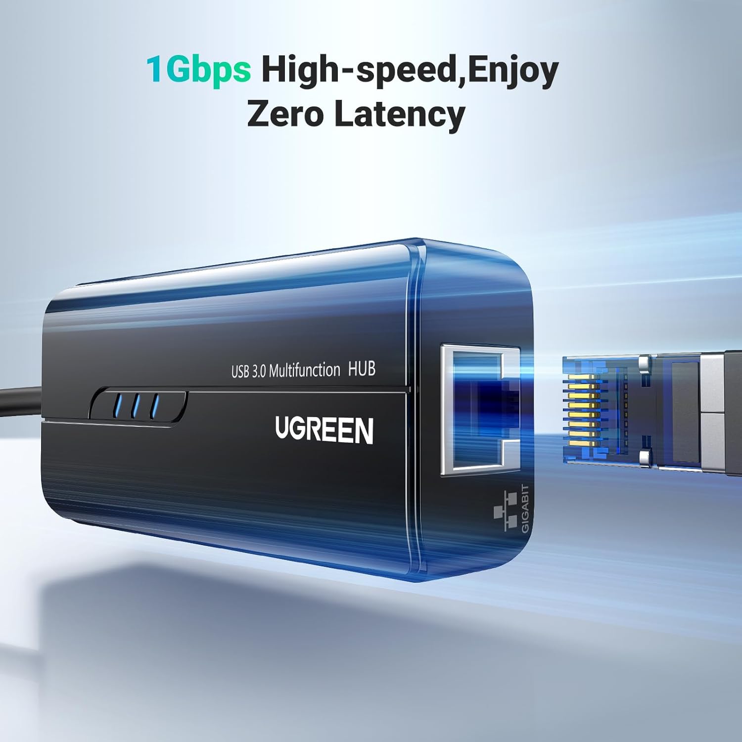 UGREEN USB 3.0 Hub with Gigabit Ethernet Adapter – 3 USB Ports + LAN