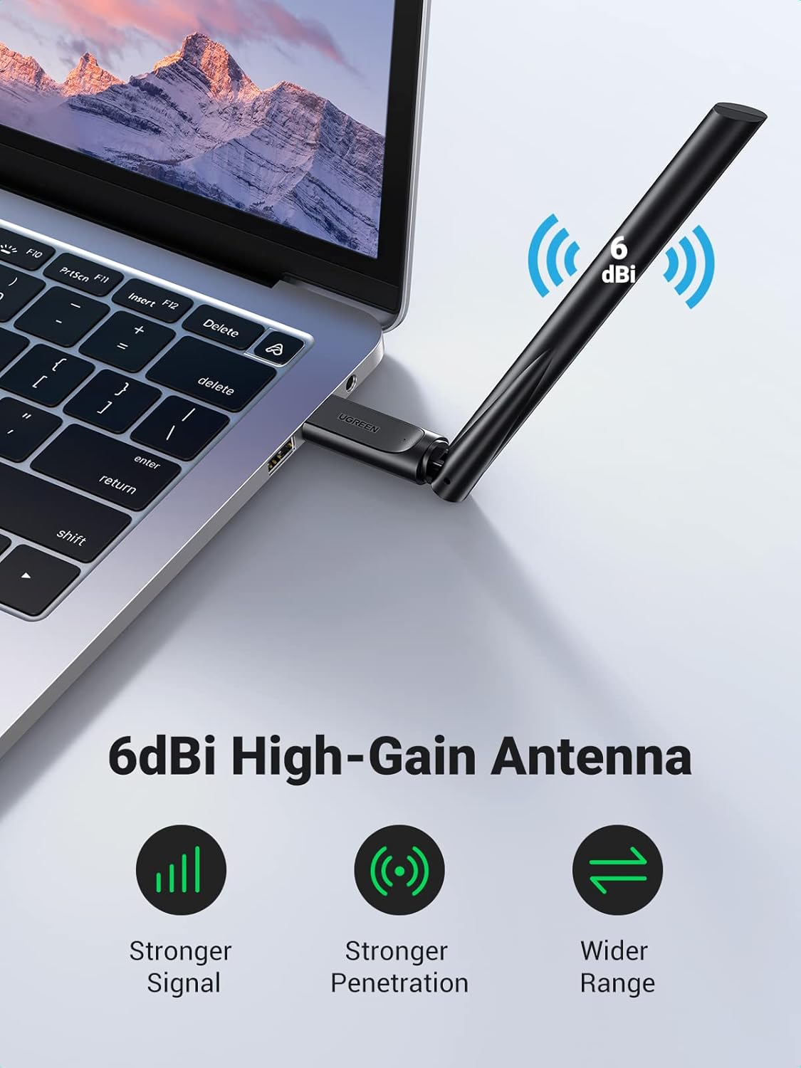 UGREEN AC650 USB WiFi Adapter with 6dBi Antenna – Dual Band