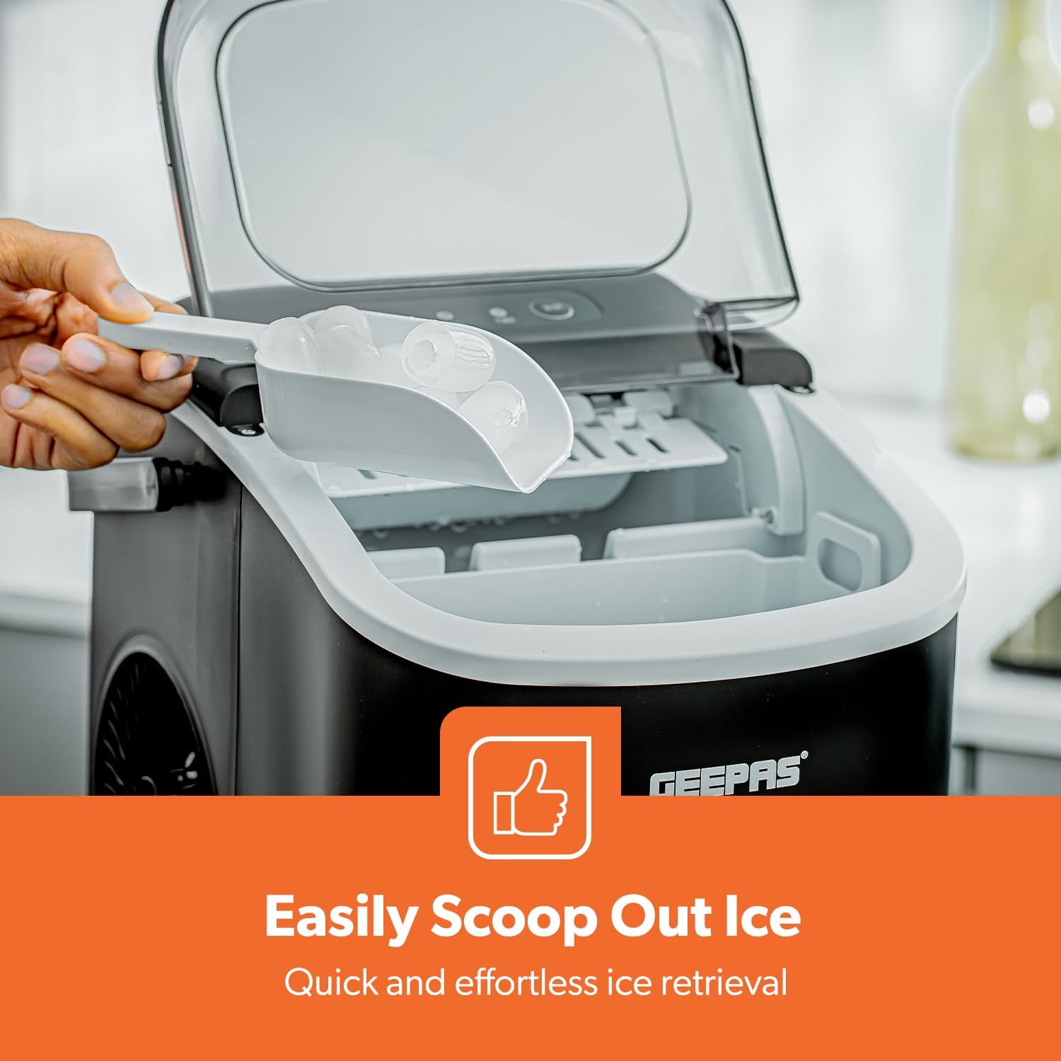 Geepas Portable Ice Maker GIM63053UK - 12kg/Day, 7-Min Fast Ice
