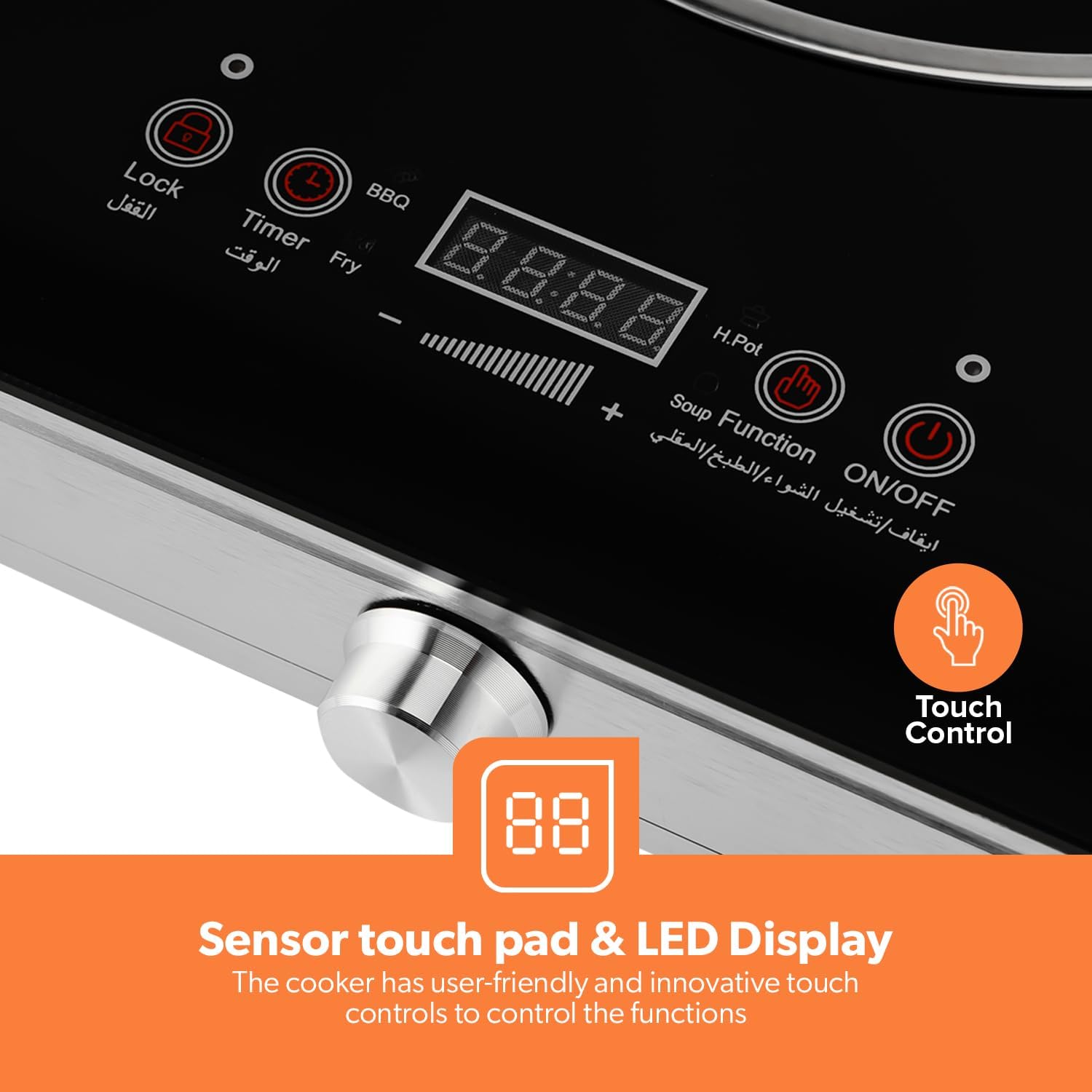 Geepas GIC6131N Digital Infrared Cooker 3000W Double Hob | Touch & Knob Control