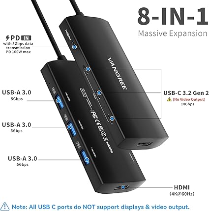 UGREEN USB-C Hub with HDMI 4K@60Hz, 100W PD, 10Gbps USB 3.2 Ports